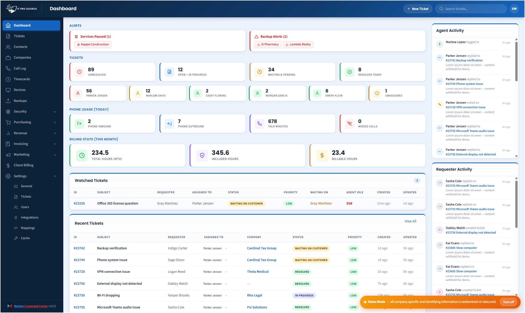 Morton Command Center Dashboard